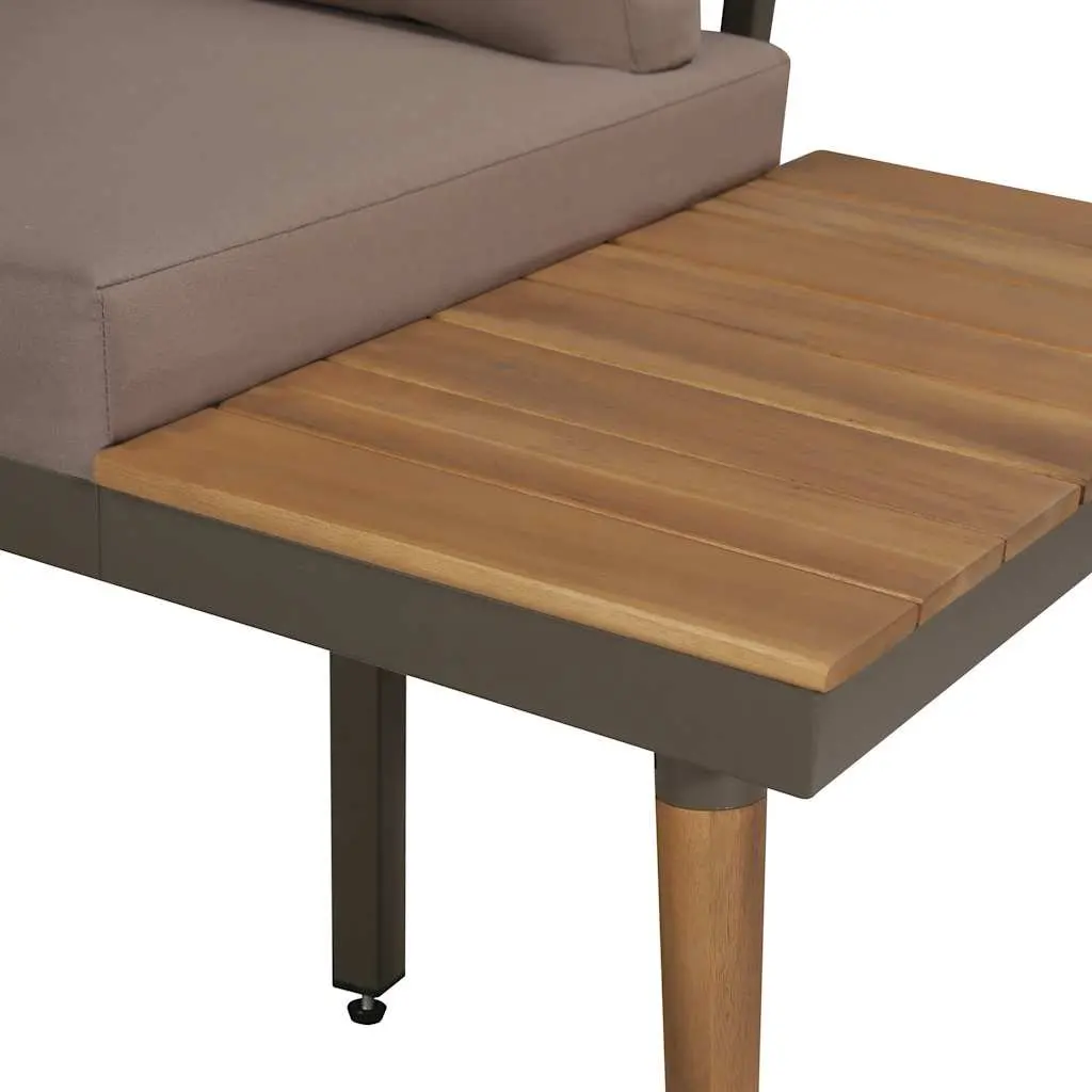 4 Piece Garden Lounge Set Solid Acacia Wood Steel Frame Brown