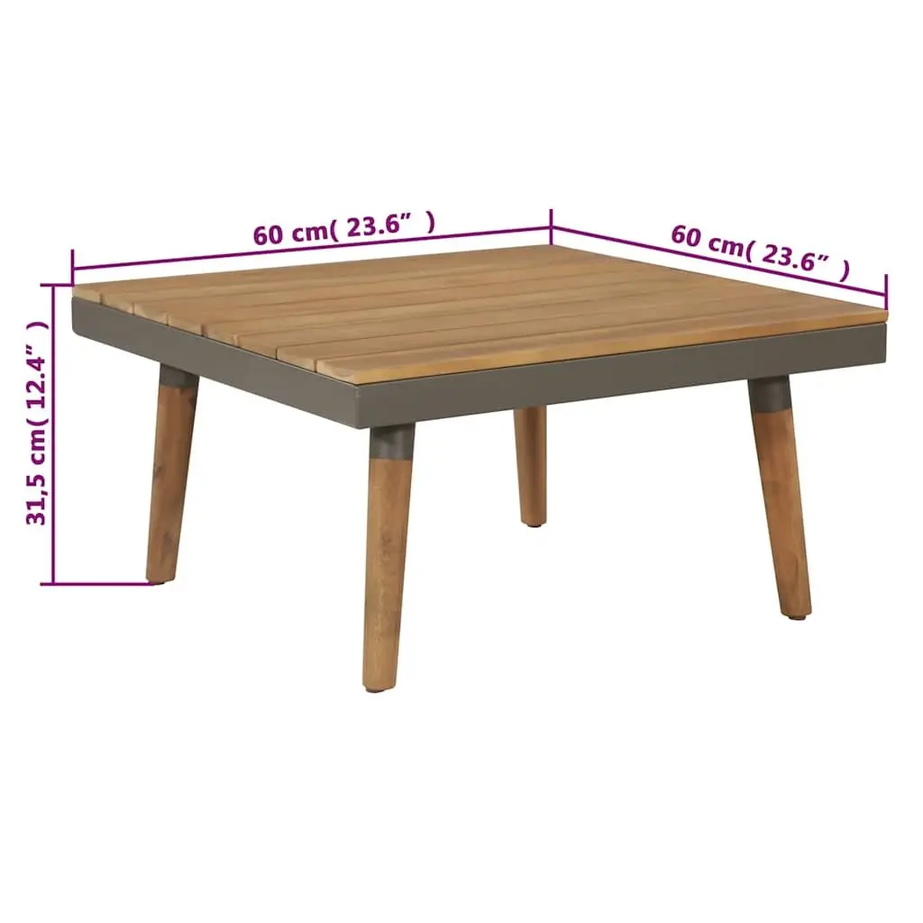 4 Piece Garden Lounge Set Solid Acacia Wood Steel Frame Brown
