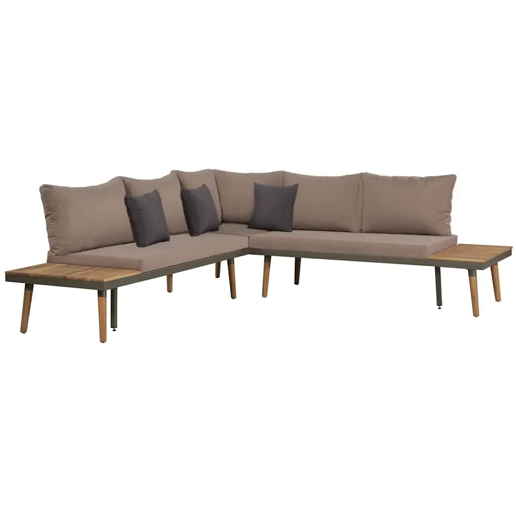 Garden Lounge Set Wooden 4 Piece Outdoor Furniture Patio Sofa with Cushions Brown