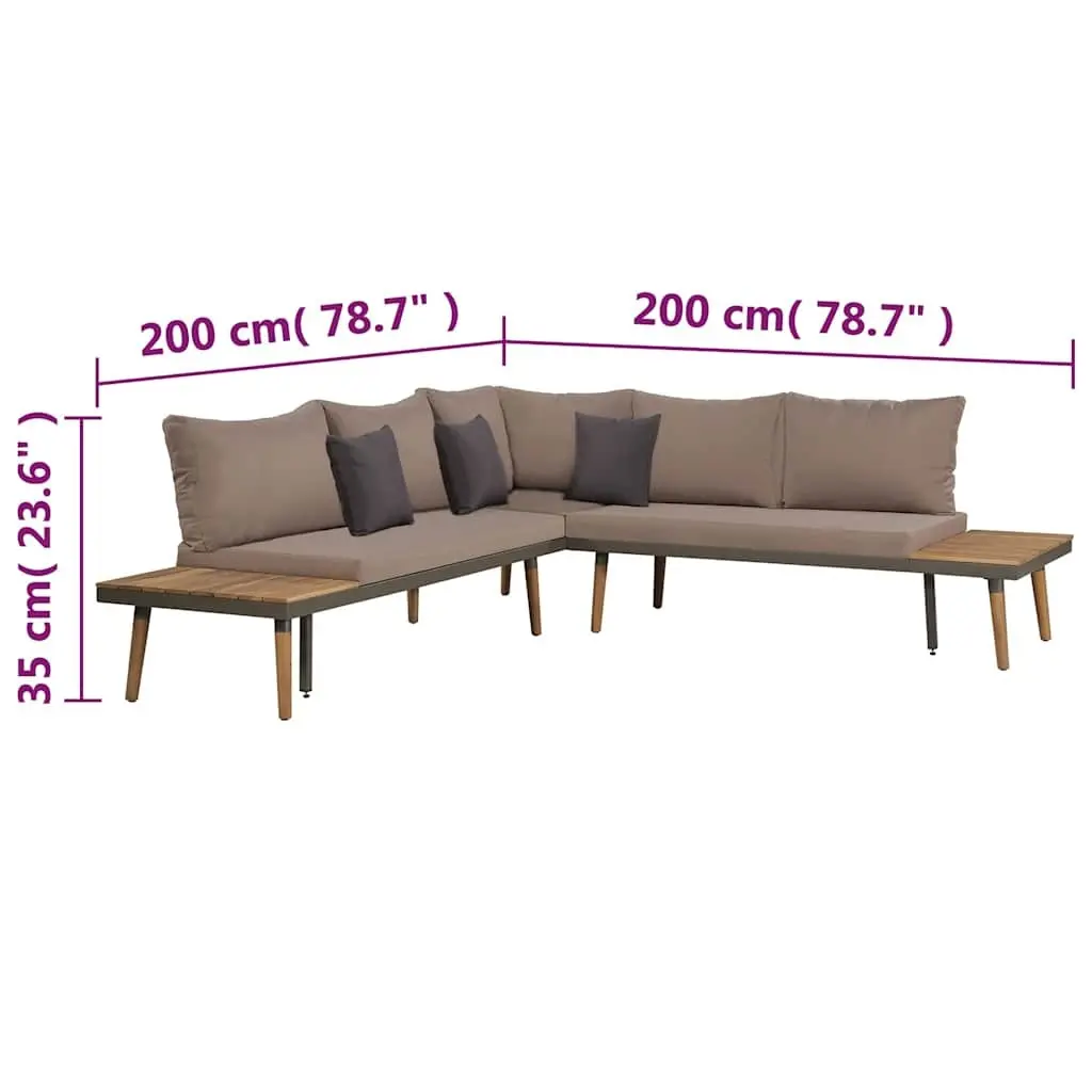 Garden Lounge Set Wooden 4 Piece Outdoor Furniture Patio Sofa with Cushions Brown