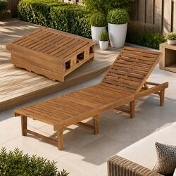 Adjustable Backrest Wooden Folding Sun Lounger