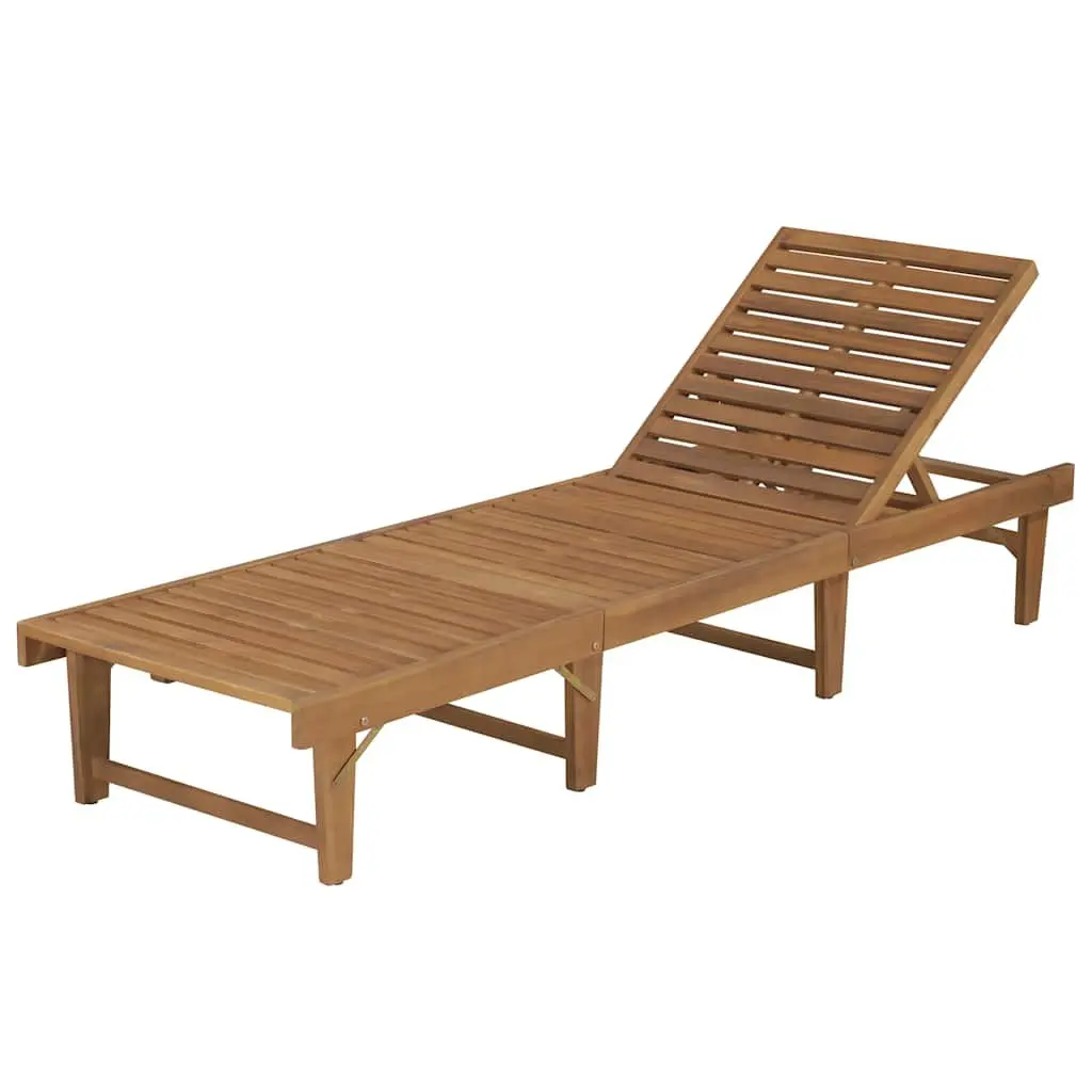 Adjustable Backrest Wooden Folding Sun Lounger