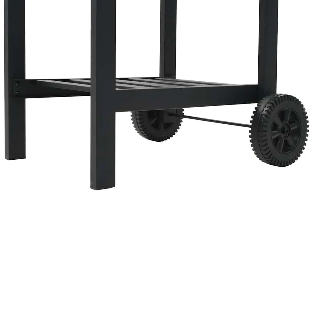 Charcoal BBQ Grill with Bottom Shelf Thermometer Black Outdoor Cooking