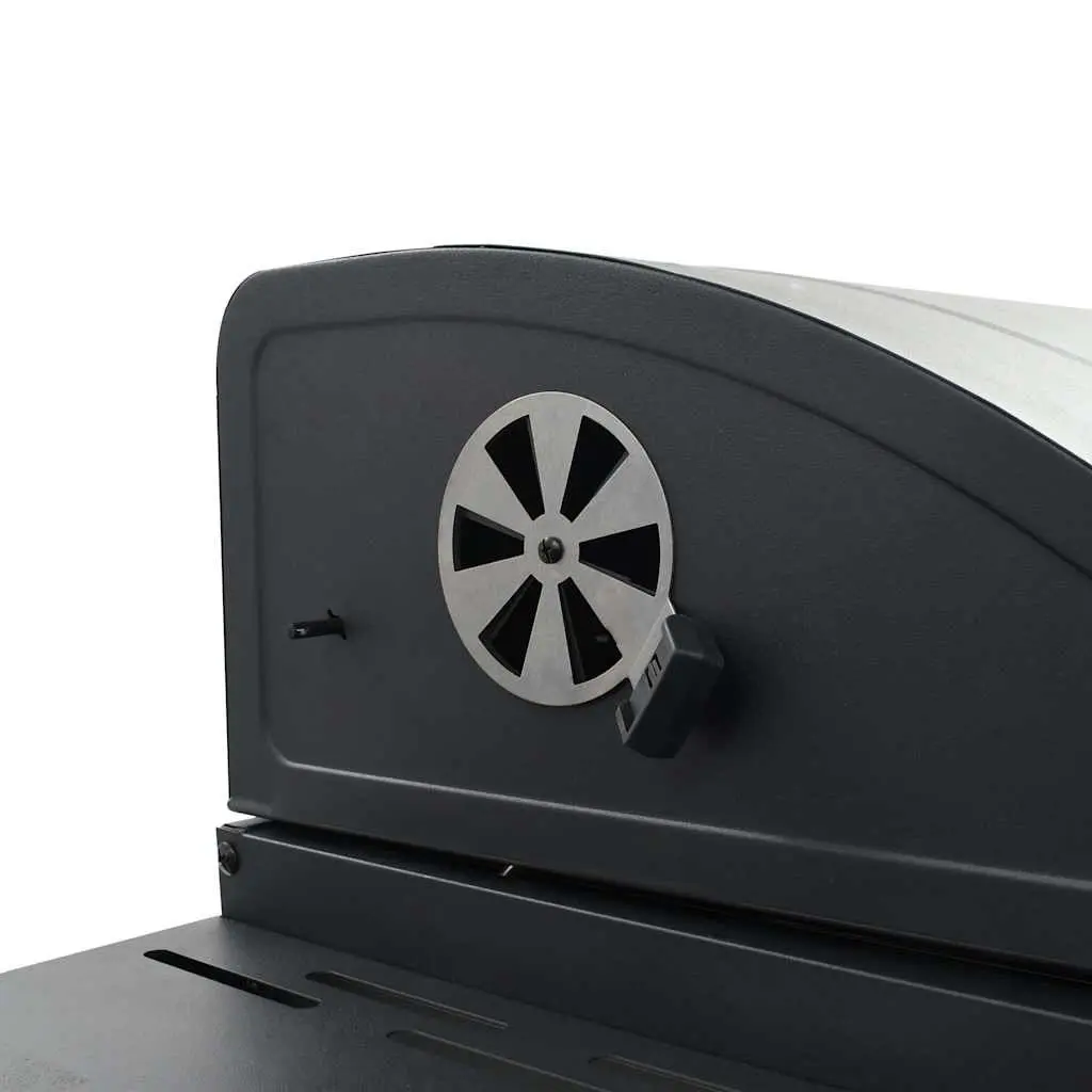 Charcoal BBQ Grill with Bottom Shelf Thermometer Black Outdoor Cooking