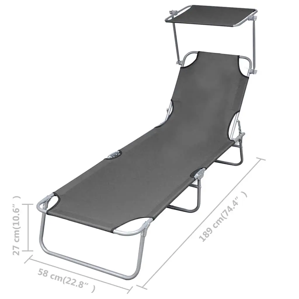 Adjustable Sun Lounger with Canopy