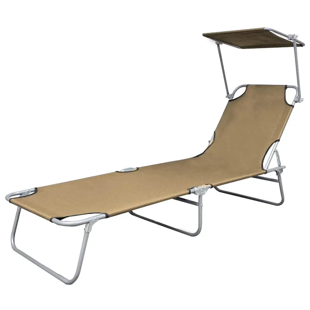 Sun Lounger Folding Chair with Adjustable Canopy