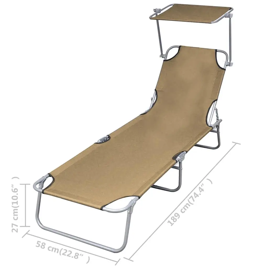 Sun Lounger Folding Chair with Adjustable Canopy