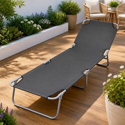 Adjustable Grey Sun Lounger for Garden and Beach