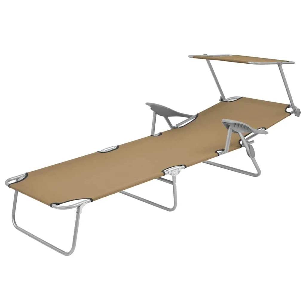 Folding Sun Lounger with Canopy for Outdoors