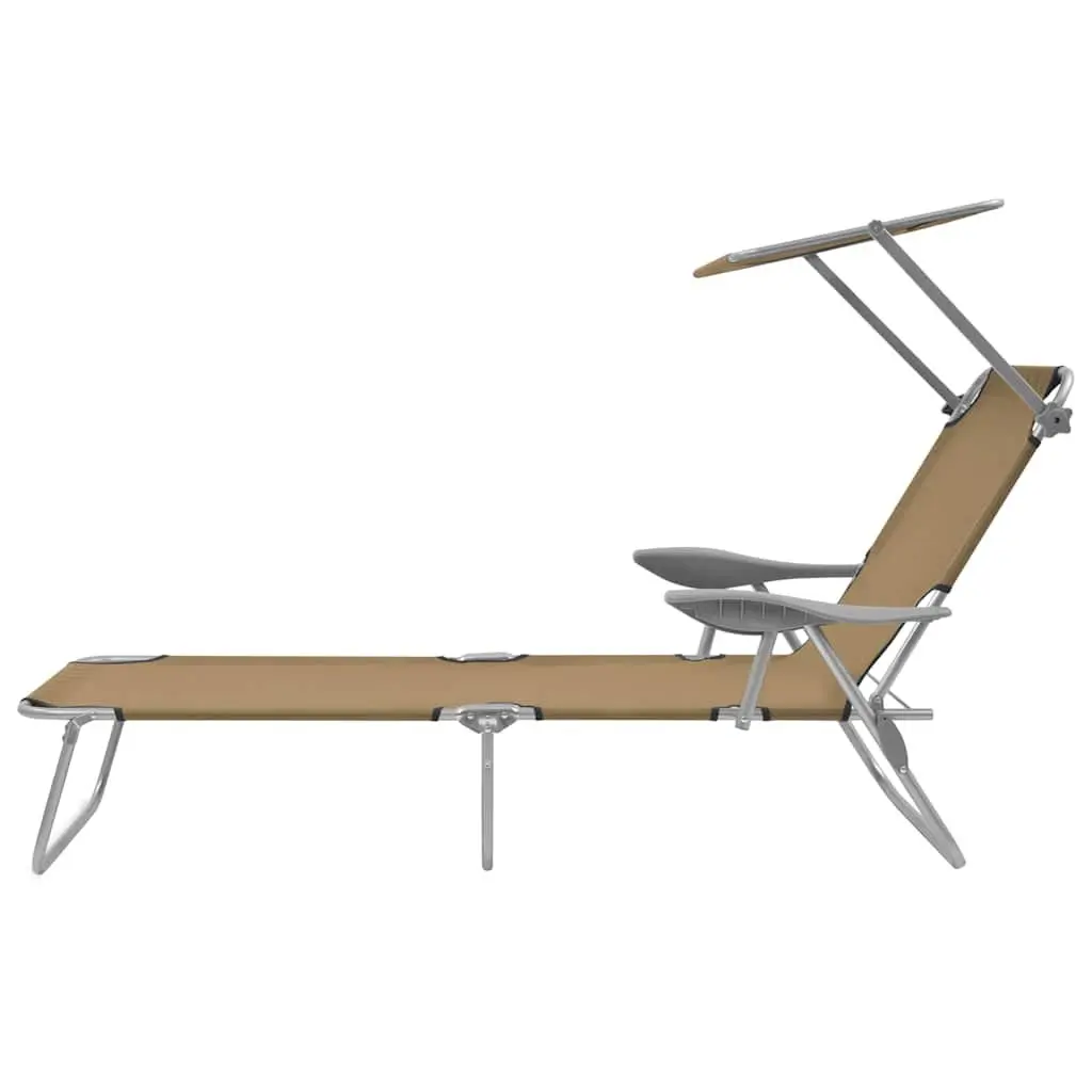 Folding Sun Lounger with Canopy for Outdoors