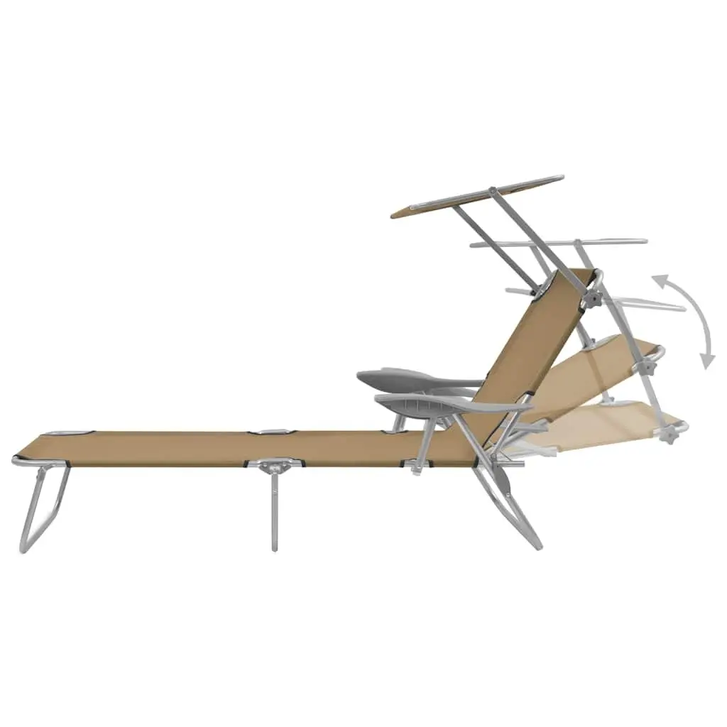 Folding Sun Lounger with Canopy for Outdoors