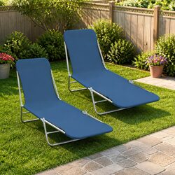 Durable Adjustable Sun Loungers 2 pcs for Outdoor Use