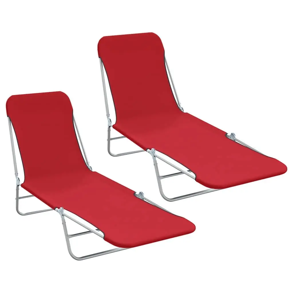 Red Sun Loungers with Adjustable Backrests
