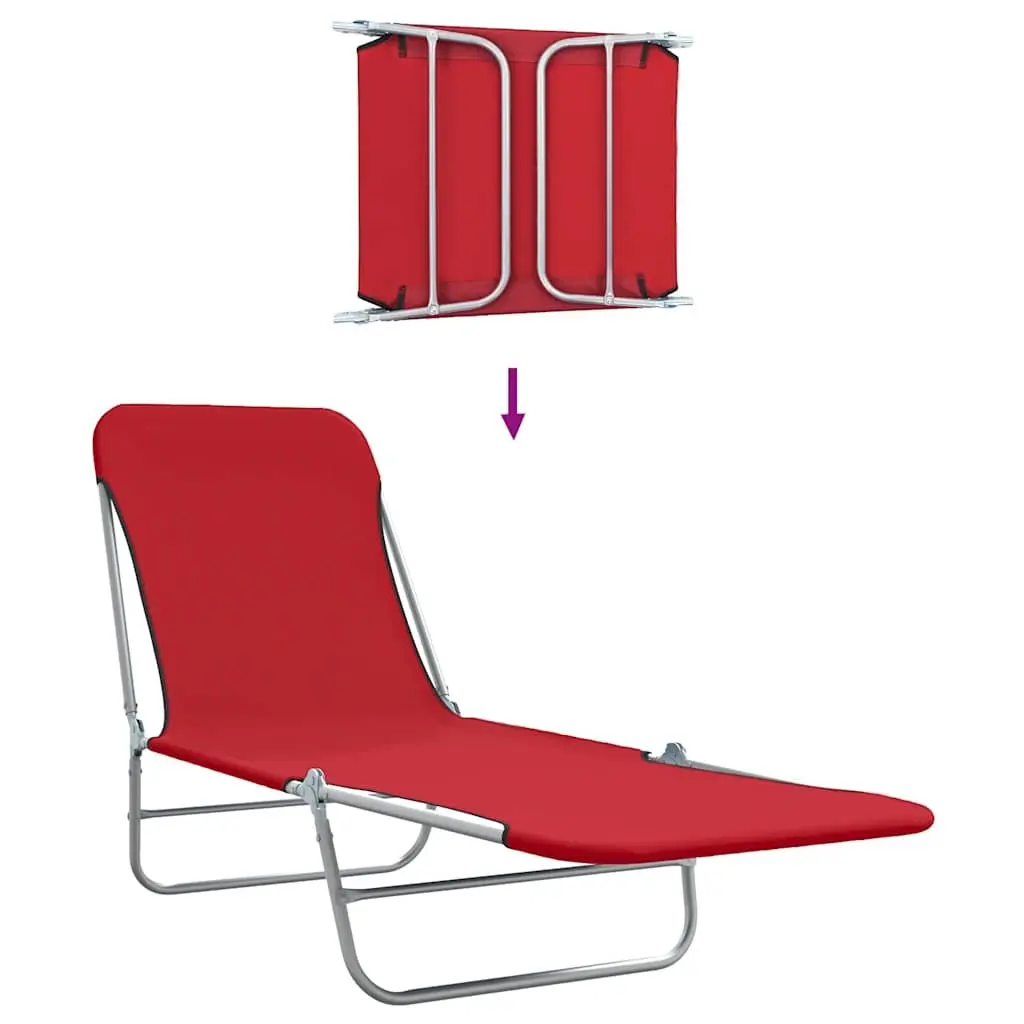 Red Sun Loungers with Adjustable Backrests