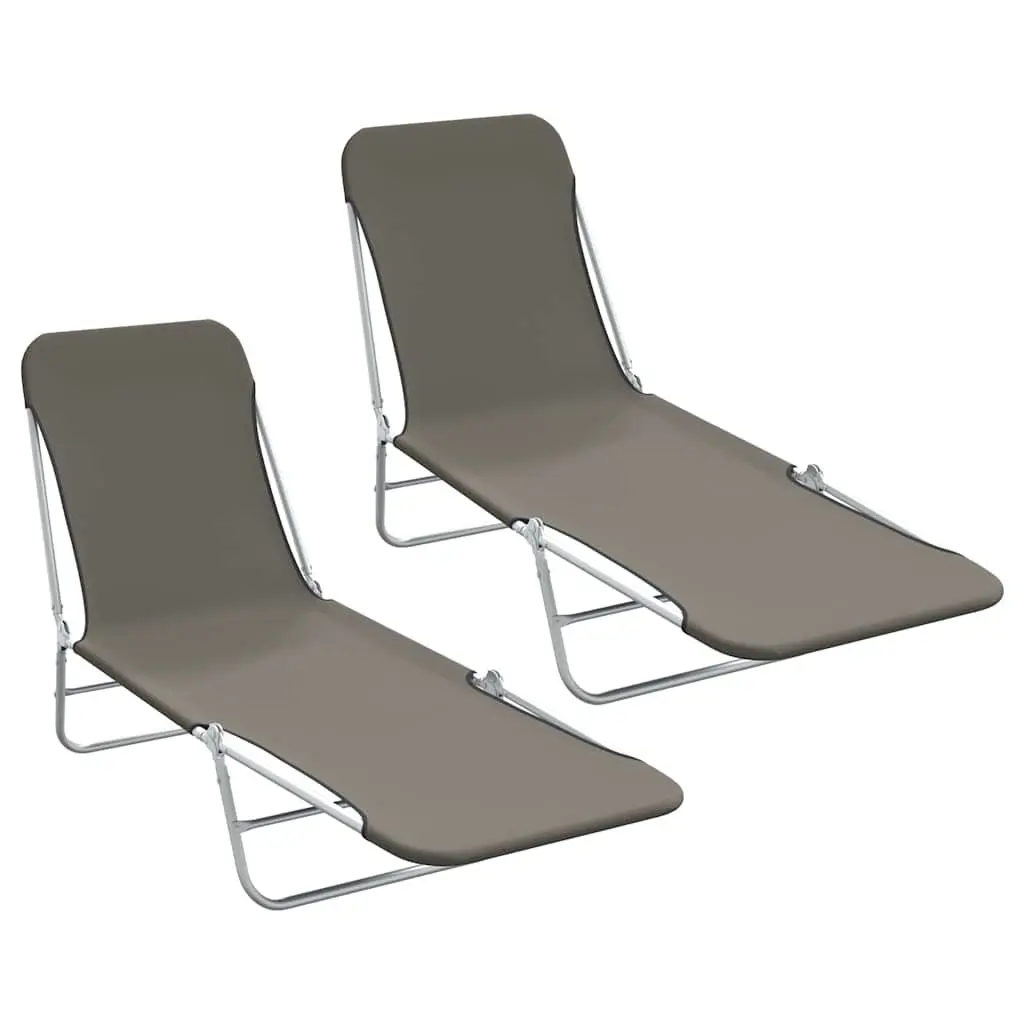 2pc Folding Sun Lounger Set in Grey