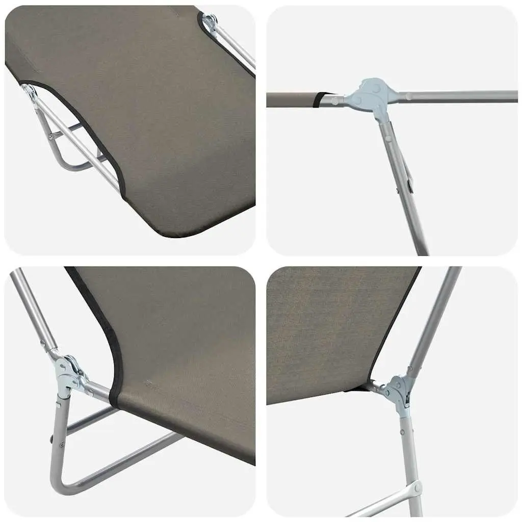 2pc Folding Sun Lounger Set in Grey