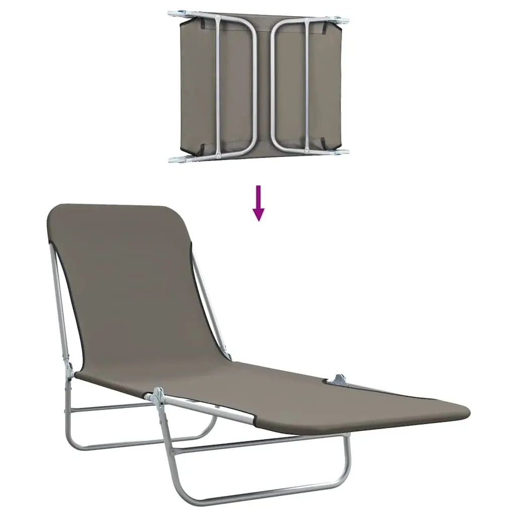 2pc Folding Sun Lounger Set in Grey