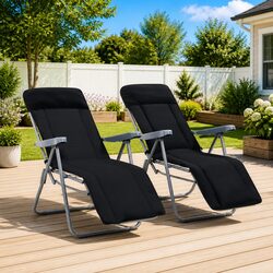 Durable Folding Garden Chairs with Cushions, Set of 2