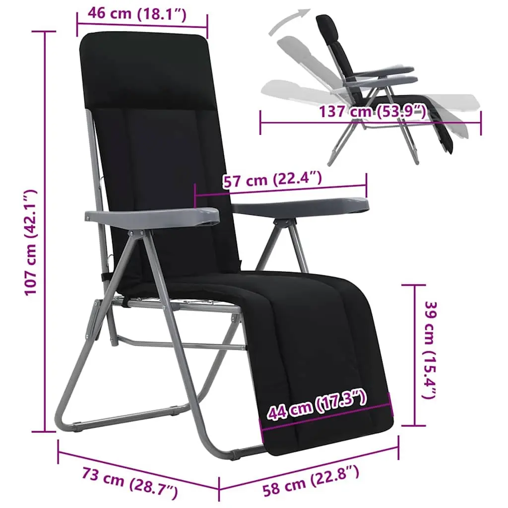 Folding Garden Chairs Steel Frame 2 pcs Black
