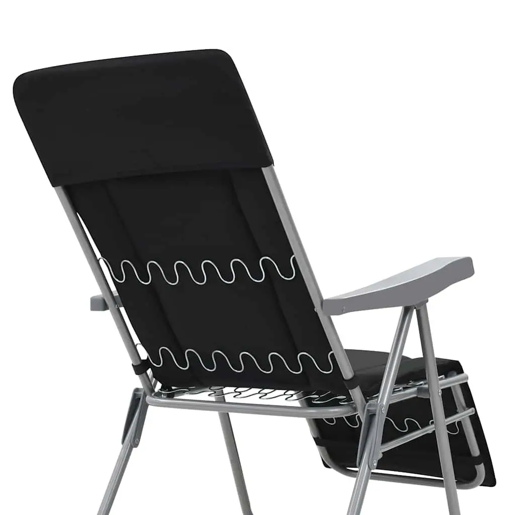 Folding Garden Chairs Steel Frame 2 pcs Black