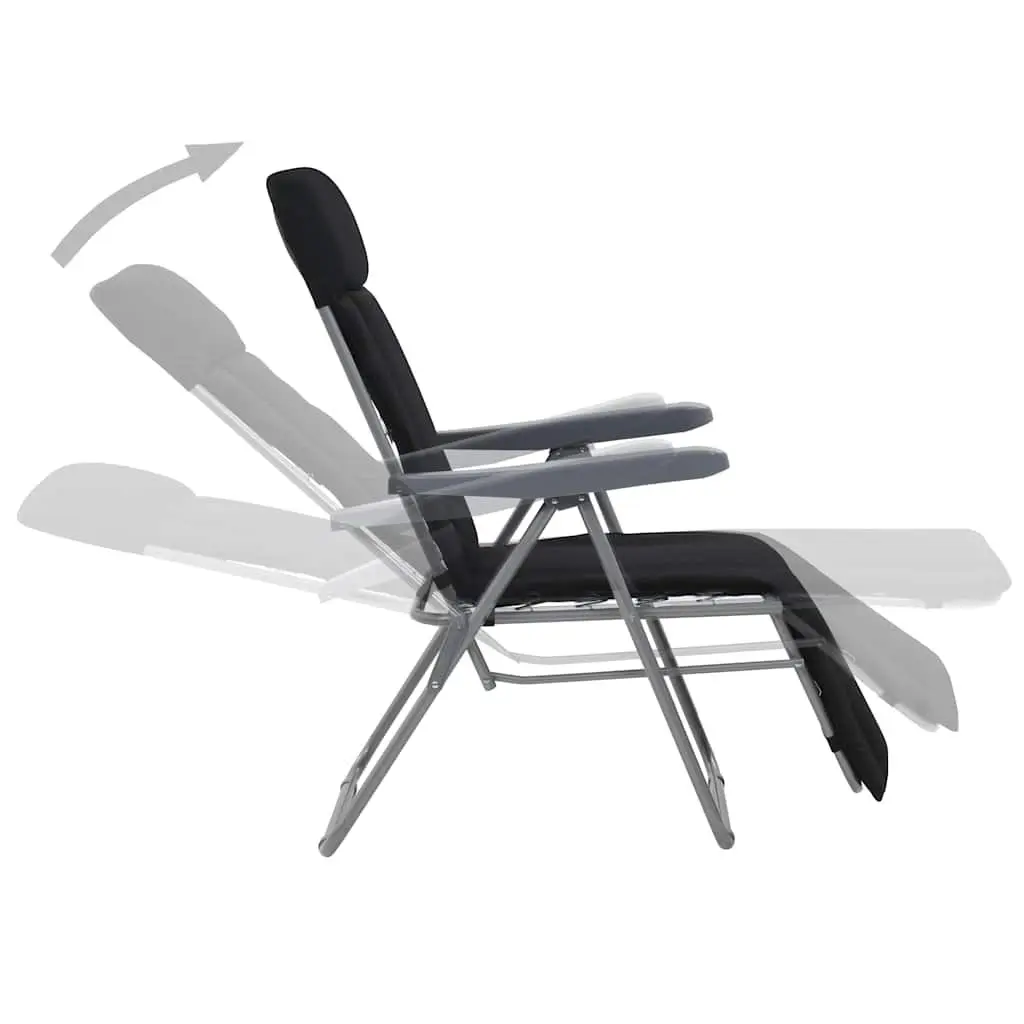 Folding Garden Chairs Steel Frame 2 pcs Black