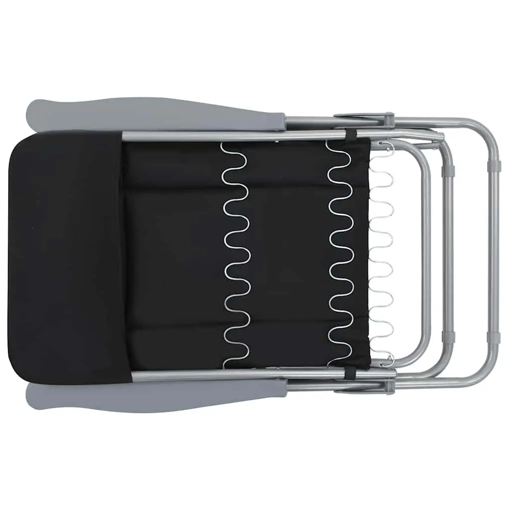 Folding Garden Chairs Steel Frame 2 pcs Black