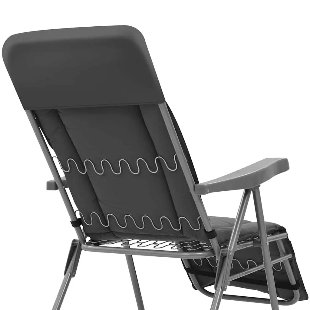 Folding Garden Chairs with Cushions 2 pcs Grey Outdoor Reclining Camping Seat