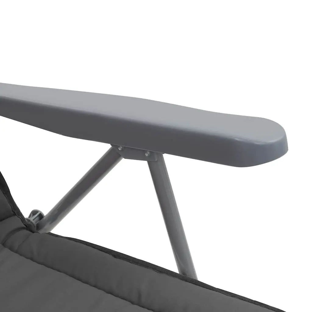 Folding Garden Chairs with Cushions 2 pcs Grey Outdoor Reclining Camping Seat