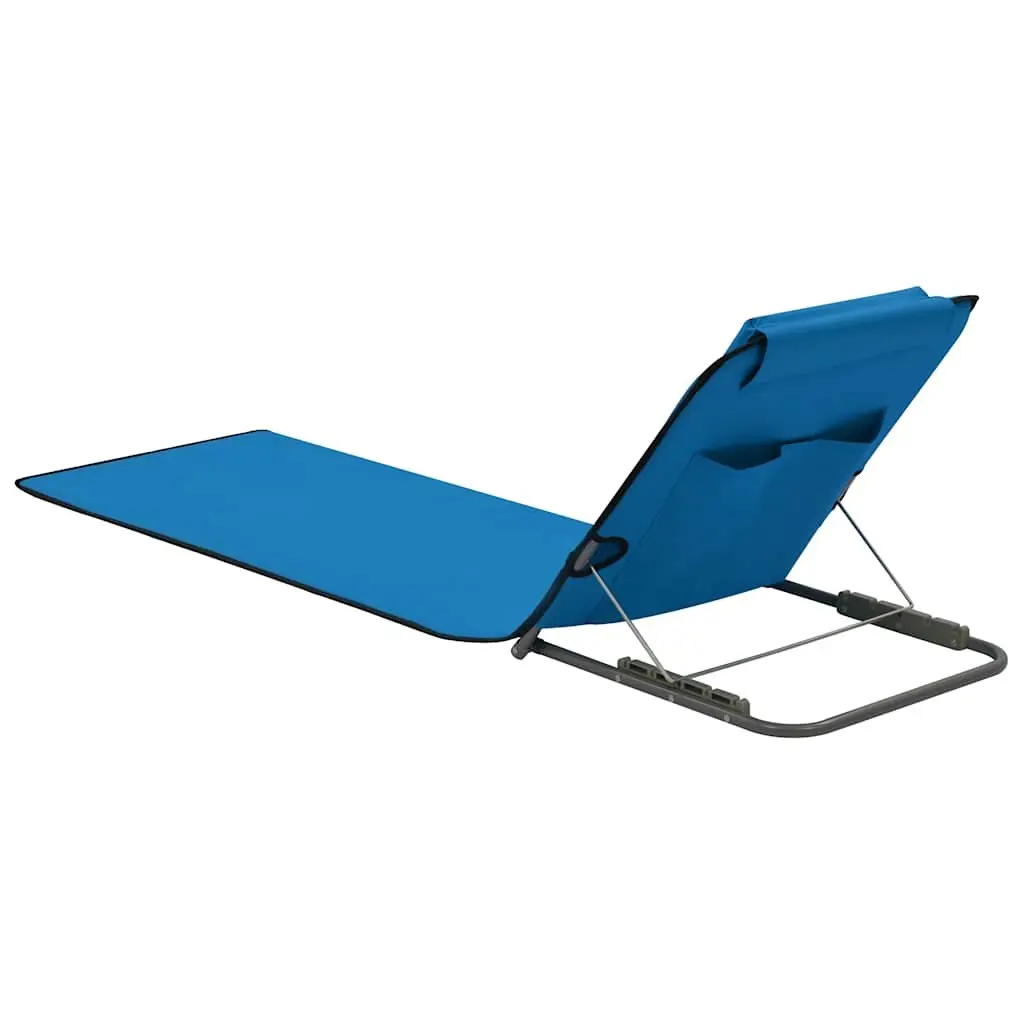 Folding Beach Lounger Set 2 pcs Steel Frame Fabric Backrest Sun Chair Blue