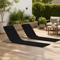 Premium Folding Beach Mats 2 Piece Set with Steel Frame