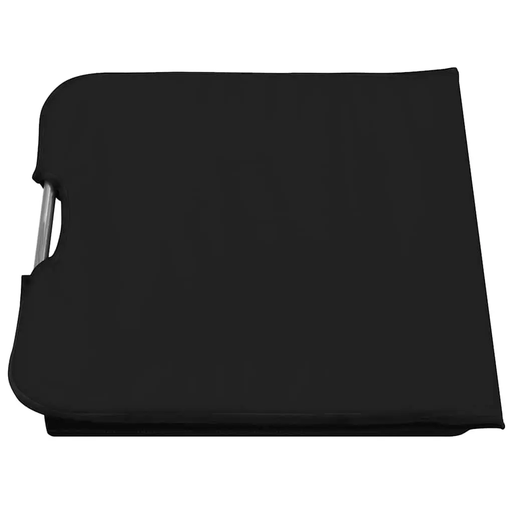 Folding Beach Mats Steel Frame Fabric 2 Piece Set Black