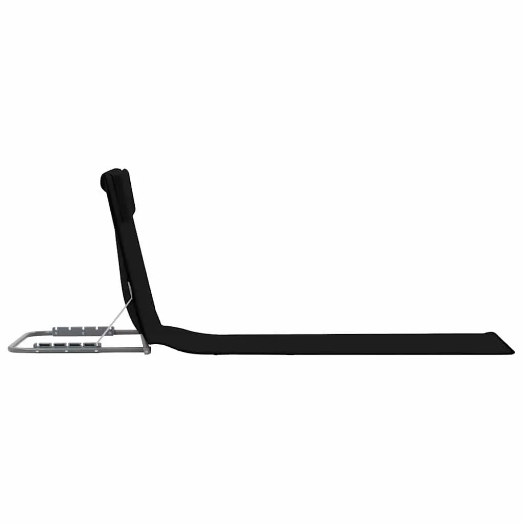 Folding Beach Mats Steel Frame Fabric 2 Piece Set Black
