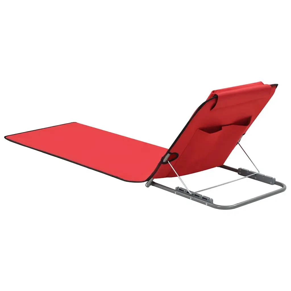Folding Beach Chair Set 2 pcs Steel Frame Fabric Backrest Sun Lounger Portable