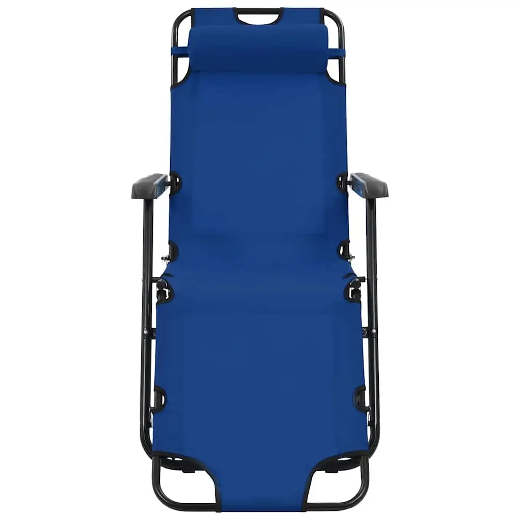 Folding Sun Loungers PVC-coated Polyester 2 pcs Outdoor Garden Reclining Chairs Powder-coated Steel Blue