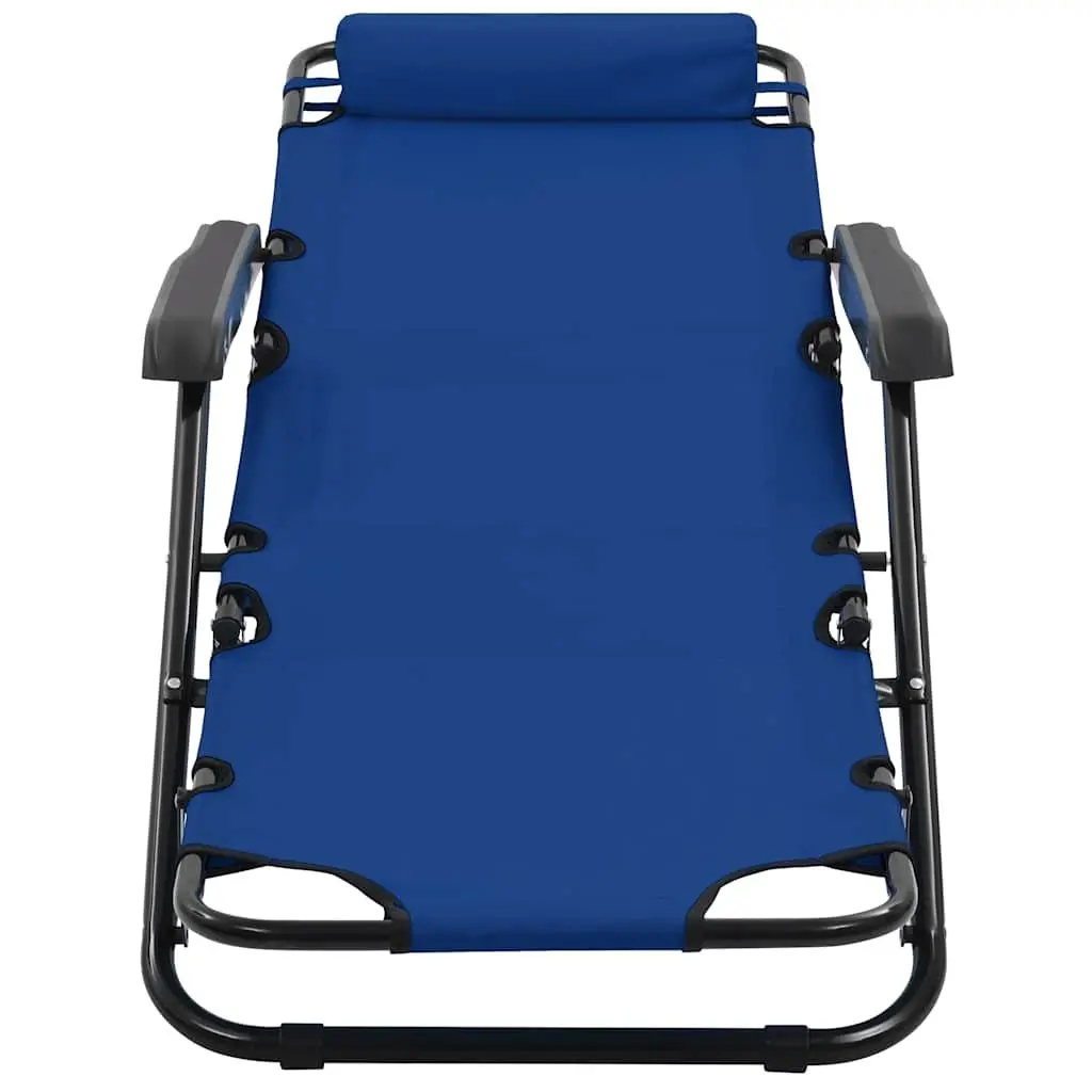 Folding Sun Loungers PVC-coated Polyester 2 pcs Outdoor Garden Reclining Chairs Powder-coated Steel Blue