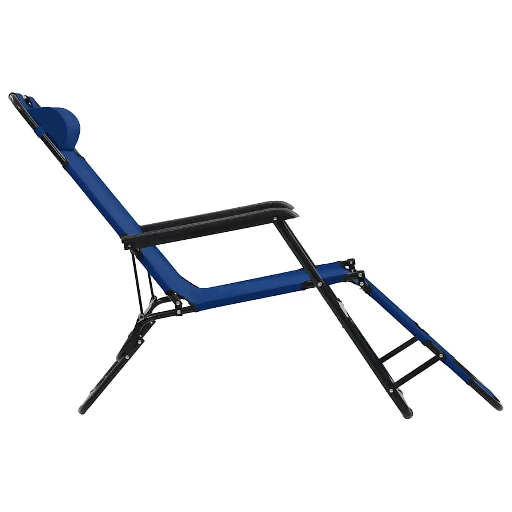 Folding Sun Loungers PVC-coated Polyester 2 pcs Outdoor Garden Reclining Chairs Powder-coated Steel Blue