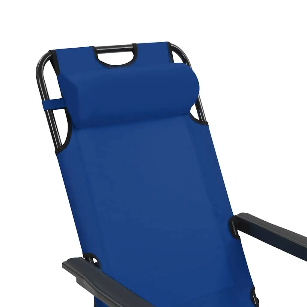 Folding Sun Loungers PVC-coated Polyester 2 pcs Outdoor Garden Reclining Chairs Powder-coated Steel Blue