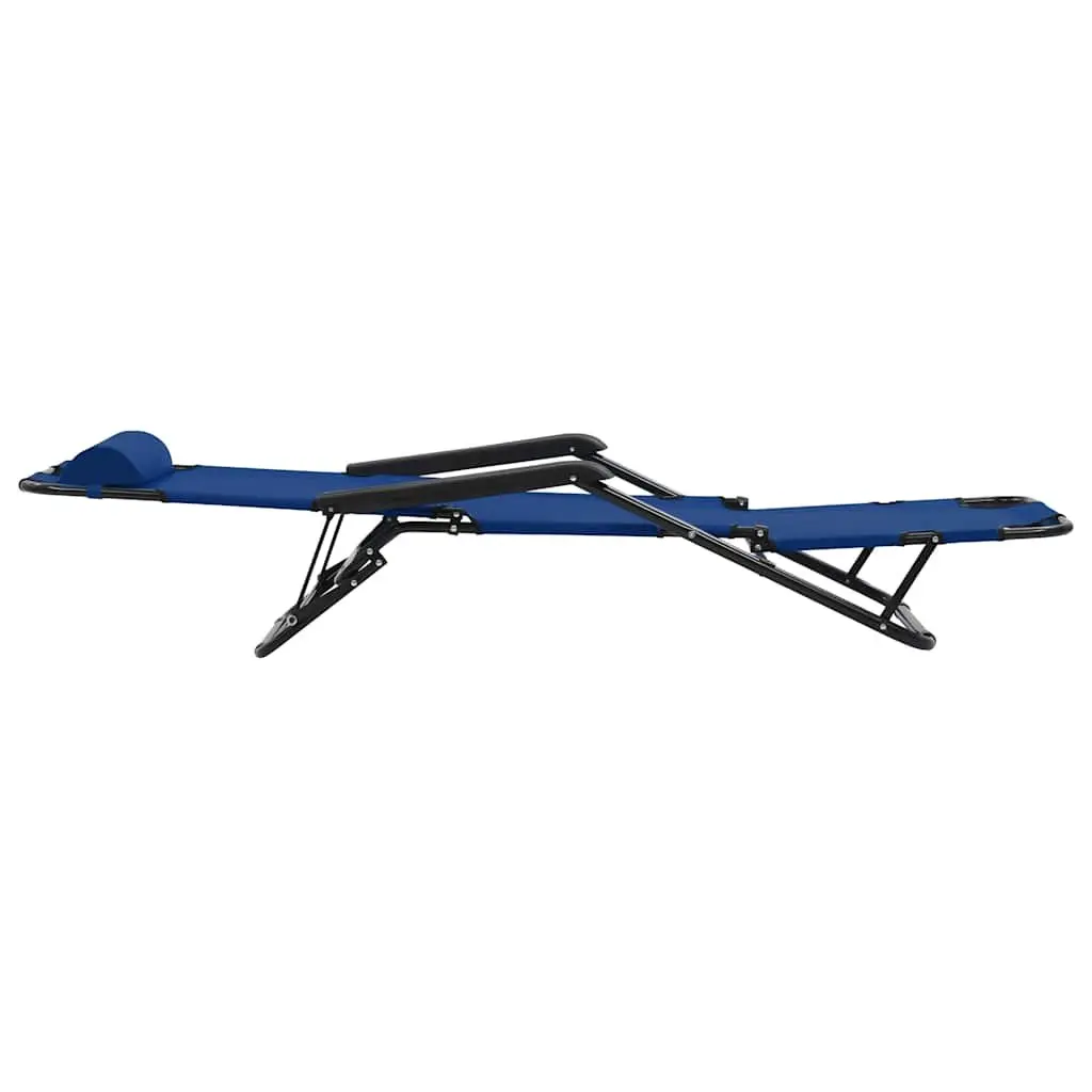 Folding Sun Loungers PVC-coated Polyester 2 pcs Outdoor Garden Reclining Chairs Powder-coated Steel Blue