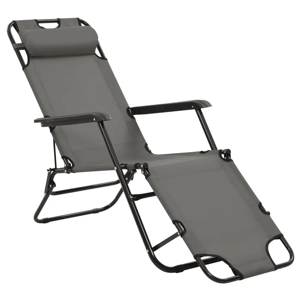 Adjustable Reclining Garden Sun Loungers in Grey