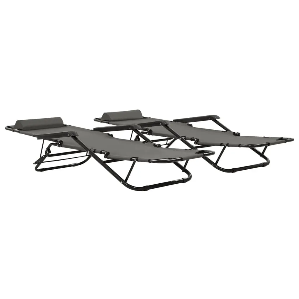 Adjustable Reclining Garden Sun Loungers in Grey