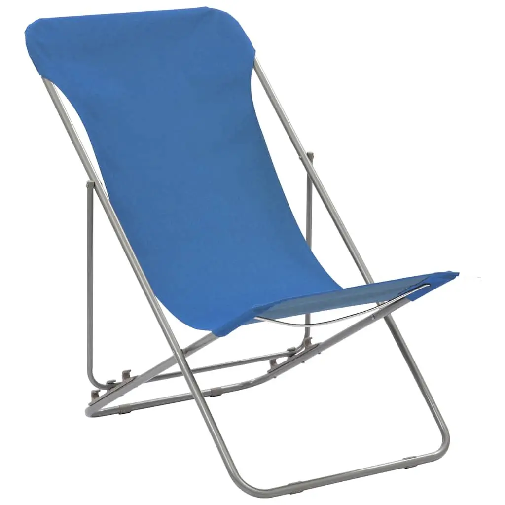 Folding Beach Chairs Set 2 pcs Outdoor Seating Reclining Garden Lounger Blue