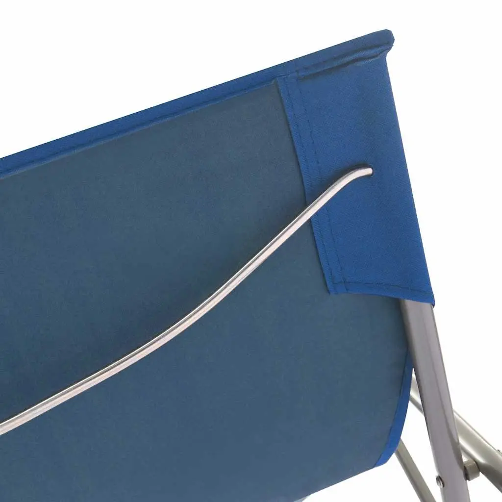 Folding Beach Chairs Set 2 pcs Outdoor Seating Reclining Garden Lounger Blue