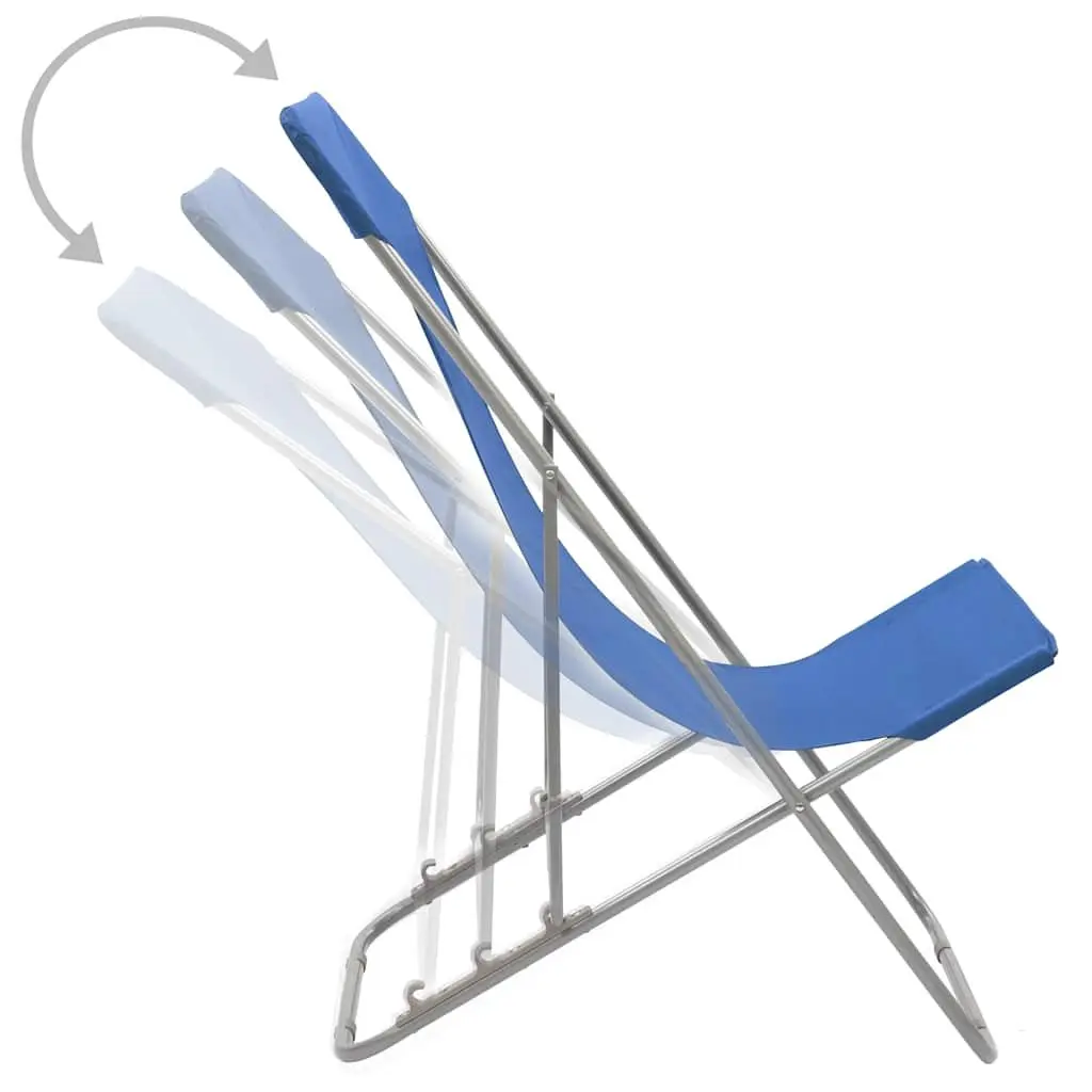 Folding Beach Chairs Set 2 pcs Outdoor Seating Reclining Garden Lounger Blue