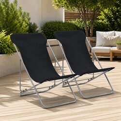 Durable Folding Beach Chairs - 2 Pcs Set
