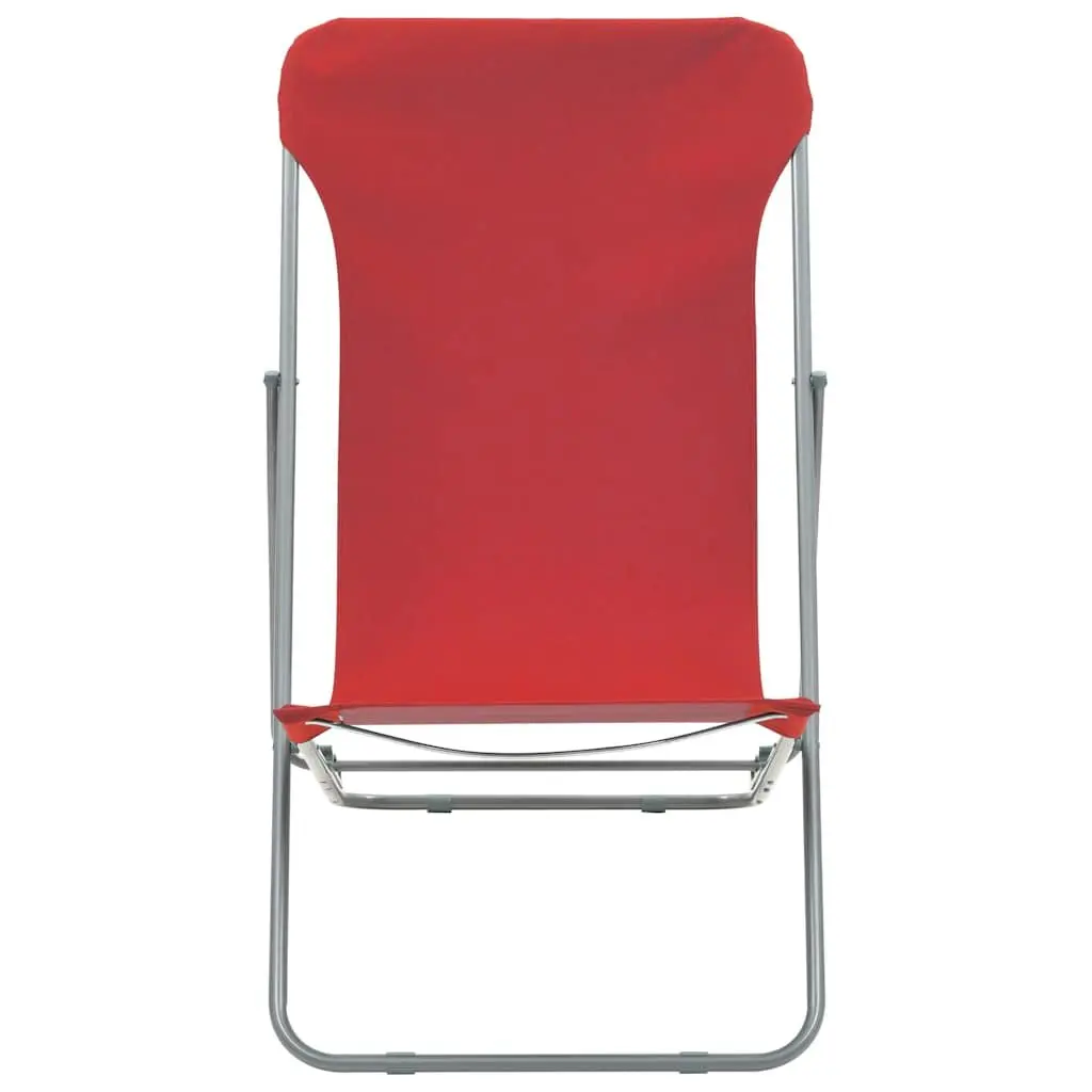 Folding Beach Chairs 2 Pcs Outdoor Seating Red