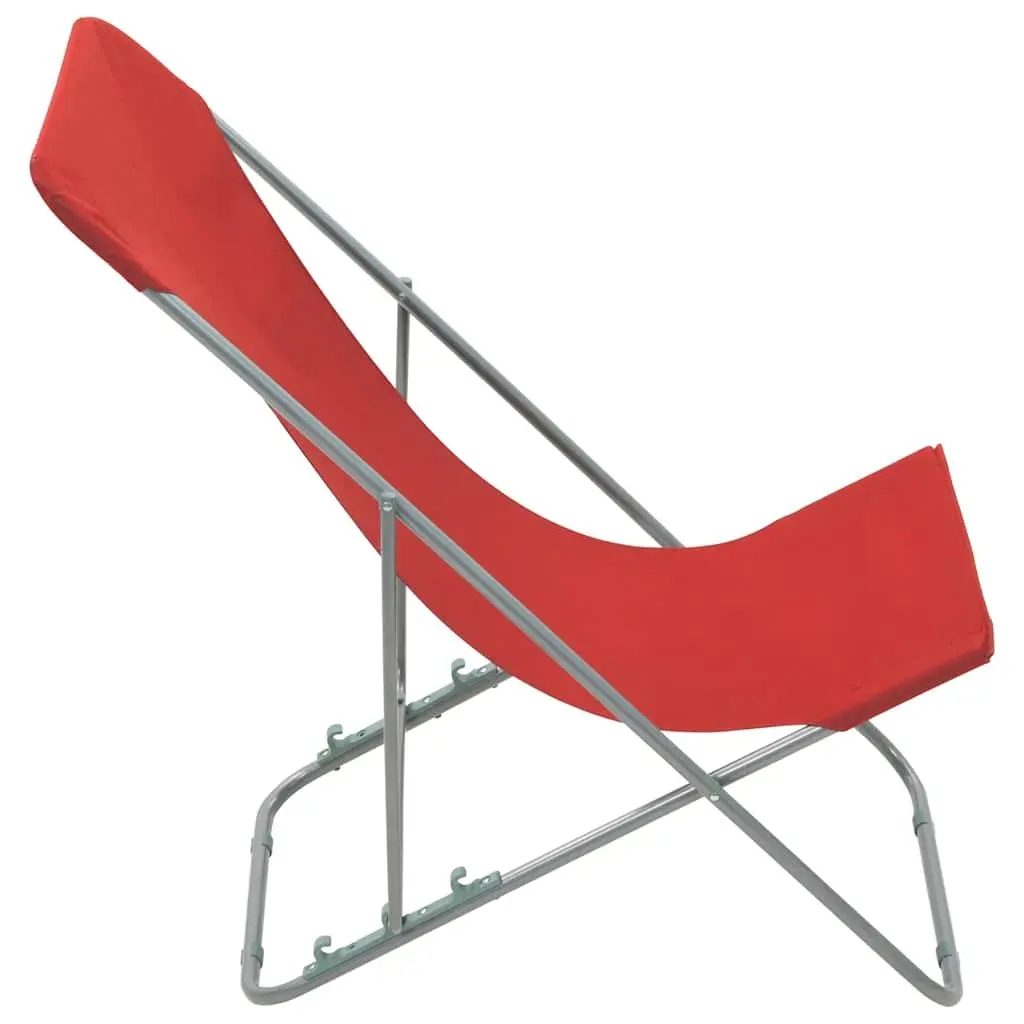 Folding Beach Chairs 2 Pcs Outdoor Seating Red