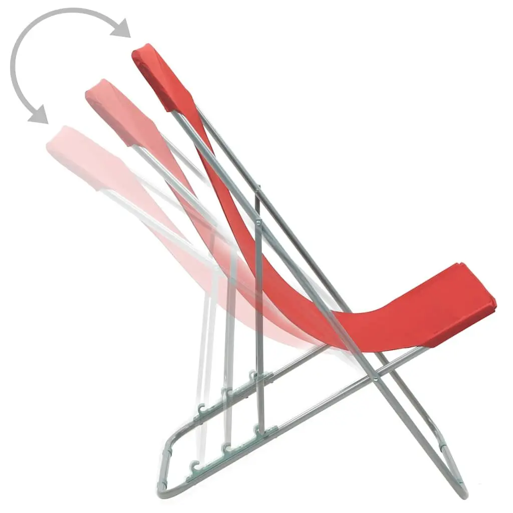 Folding Beach Chairs 2 Pcs Outdoor Seating Red