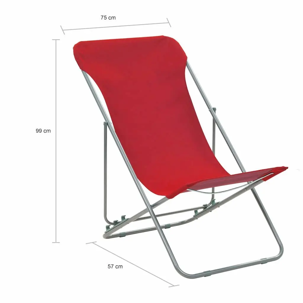 Folding Beach Chairs 2 Pcs Outdoor Seating Red