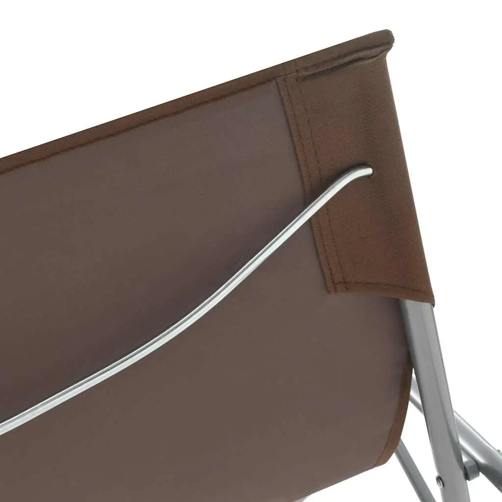 Folding Beach Chair Set 2 pcs Powder-coated Steel 600D Oxford Fabric Brown