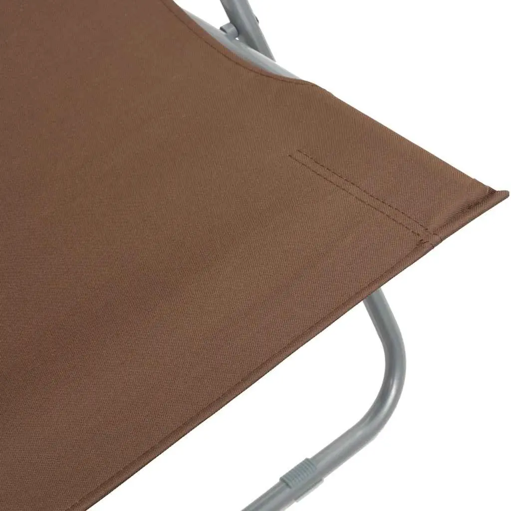Folding Beach Chair Set 2 pcs Powder-coated Steel 600D Oxford Fabric Brown